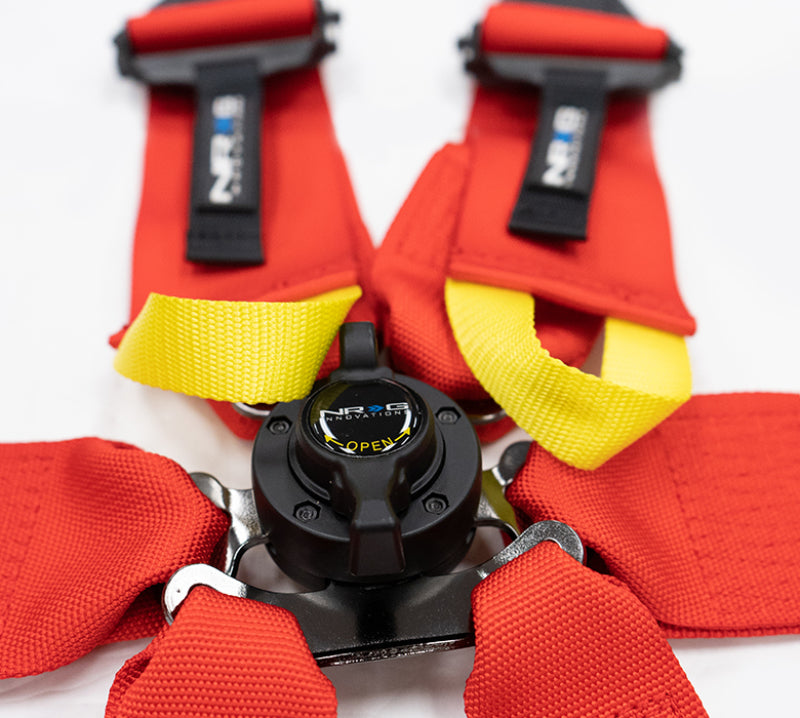 NRG FIA 6 point 3in Seat Belt - Rotary CamLock Harness - Red