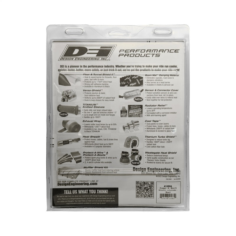 DEI Protect-A-Boot Spark Plug Wire Protector Kit - 4 Cylinder Kit - Black