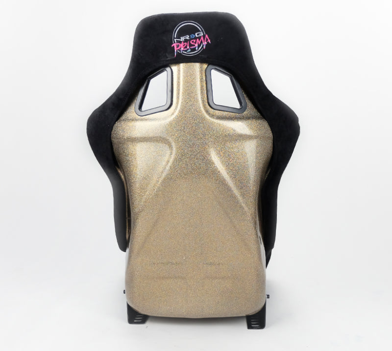 NRG FRP Bucket Seat ULTRA Edition Black Alcantara/Gold Glitter Back - Large
