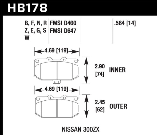 Hawk Performance Street HP+ Brake Pads - 89-96 Nissan 300zx Calipers - Front