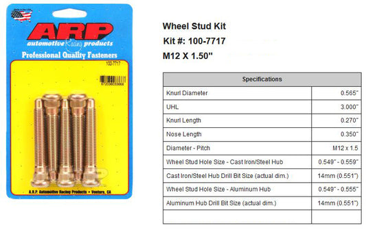 ARP Wheel Studs Nissan 240sx S14 Front - M12x1.50mm