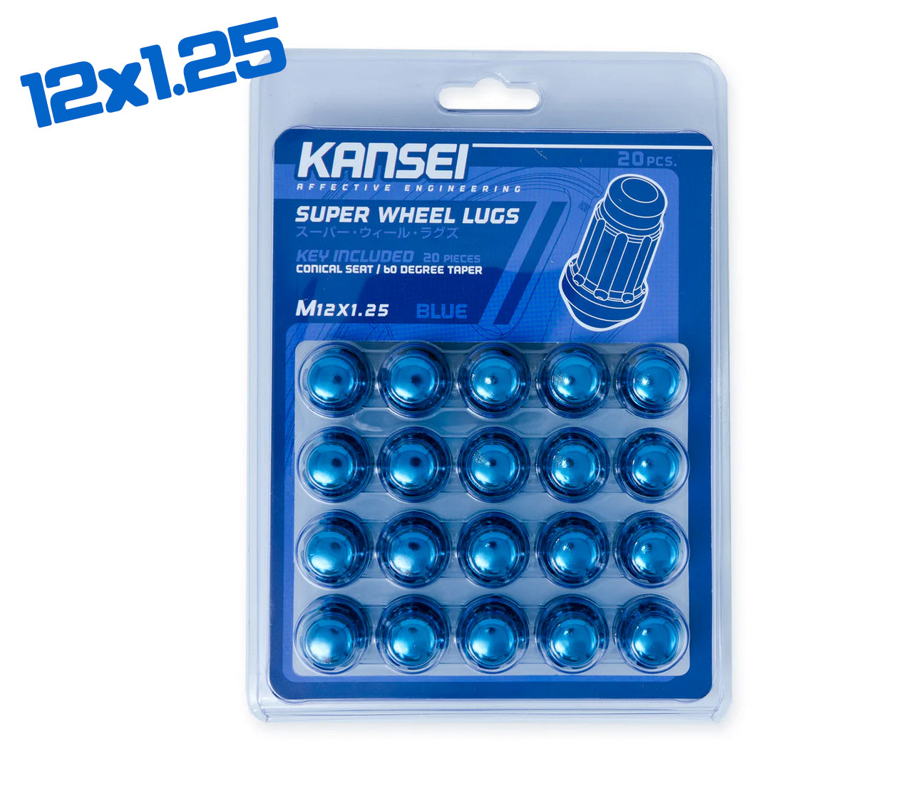 Kansei 12X1.25 Blue Spline Acorn (20Pc Kit)