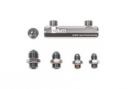 Radium Engineering Universal 4-Port Manifold - Black W/ Logo