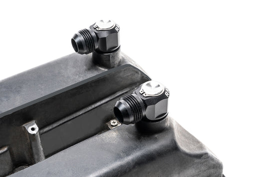 Radium Nissan RB26DETT Valve Cover Intake and Exhaust 12AN Male Press-Fit Fitting