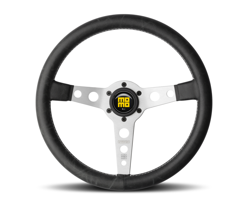 Momo Prototipo 350mm Steering Wheel - Leather/Brushed Spokes