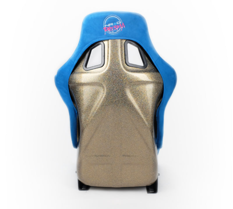 NRG FRP Bucket Seat ULTRA Edition Blue Alcantara / Gold Glitter Back - Large