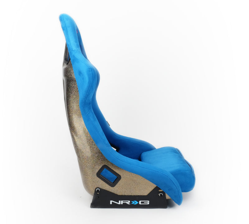 NRG FRP Bucket Seat ULTRA Edition Blue Alcantara / Gold Glitter Back - Large