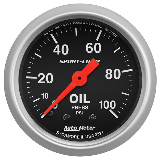 Autometer Sport Comp 52mm Mechanical 0-100 PSI Oil Pressure Gauge