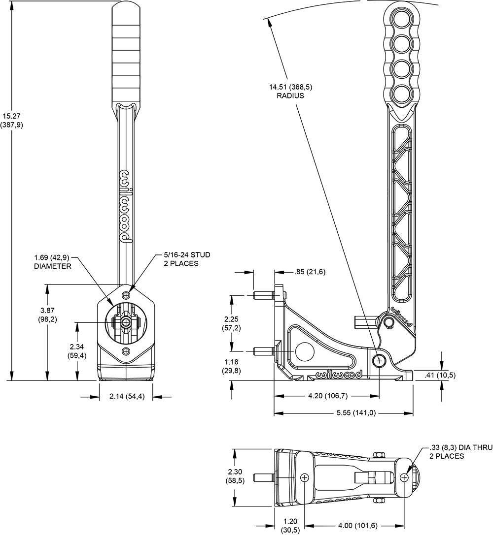 Wilwood Hand Brake Level Assembly Universal for Hydro - Vertical - 11:1 Ratio