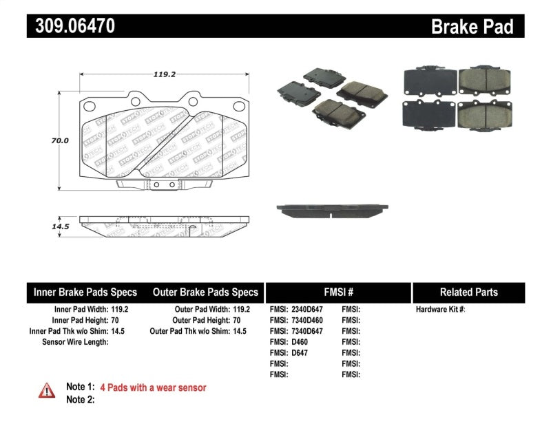 StopTech 89-96 300ZX Z32 Sport Performance Brake Pads - Front