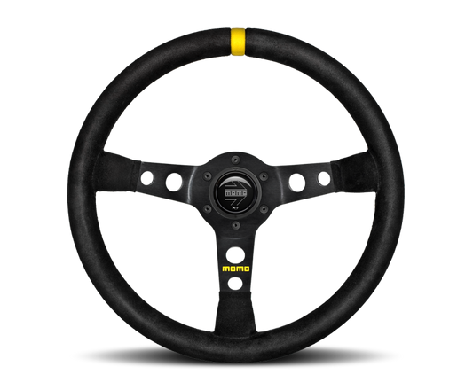 Momo MOD. 07 350 mm Steering Wheel - Suede/Black Spokes/1 Stripe