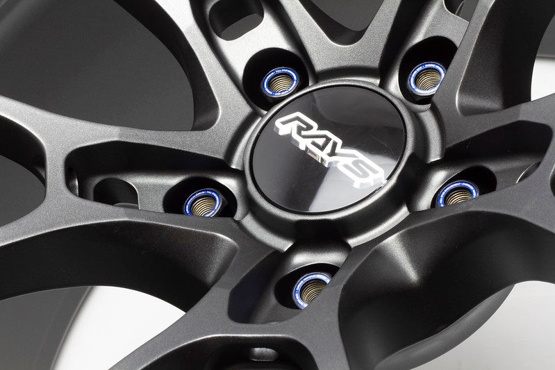 Wheel Mate Muteki HR38 Open End Lug Nuts 12x1.25 Black Chrome / Blue Ring