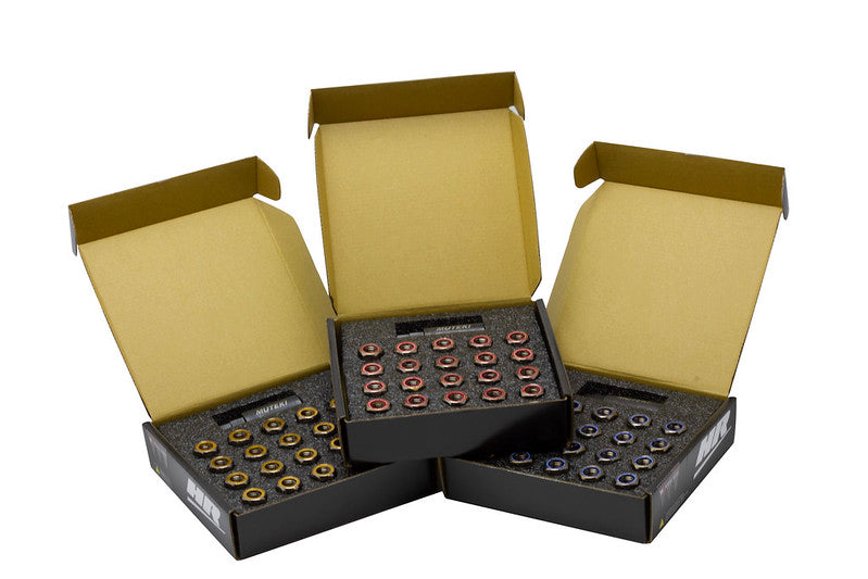 Wheel Mate Muteki HR38 Open End Lug Nuts 12x1.25 Black Chrome / Yellow Ring