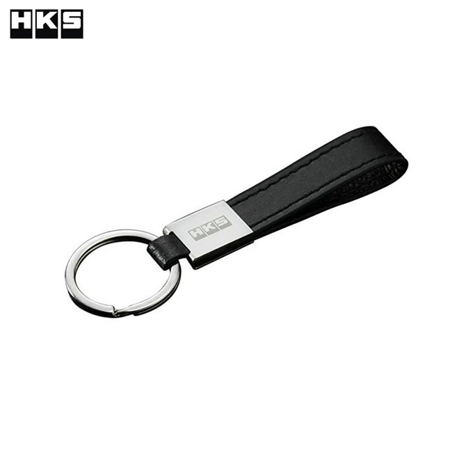 HKS Leather Keychain Ring - BLACK