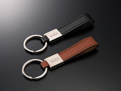 HKS Leather Keychain Ring - BLACK