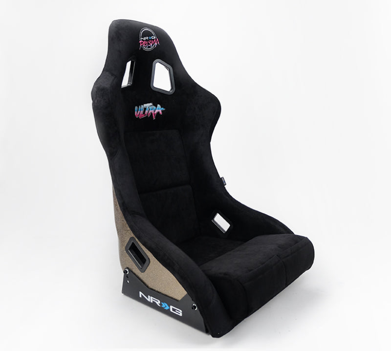NRG FRP Bucket Seat ULTRA Edition Black Alcantara/Gold Glitter Back - Large