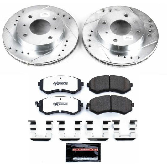 Power Stop 89-96 240SX Z26 Street Warrior Drilled & Slotted Brake Kit - Front 4 Lug