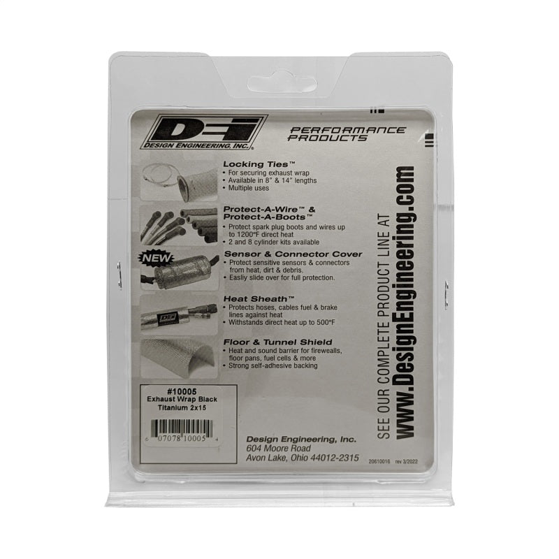 DEI Exhaust Heat Reflector Wrap 2in x 15ft - Titanium - Black
