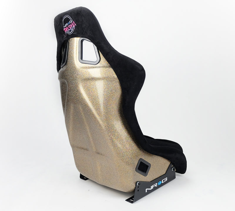 NRG FRP Bucket Seat ULTRA Edition Black Alcantara/Gold Glitter Back - Large