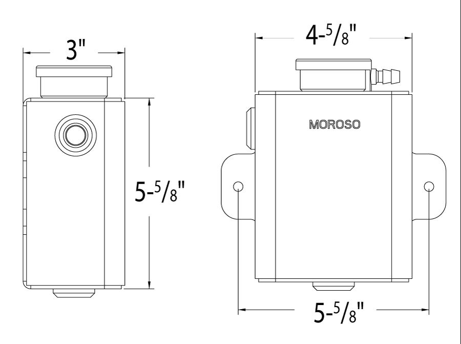 Moroso Universal Coolant Reservoir Expansion Tank - Billet Filler Neck - 1.25qt