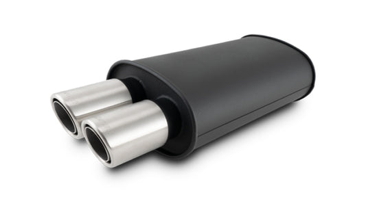 Vibrant Streetpower Muffler 9x5x15in 2.5in Inlet ID 3in Tip OD w/Dual Angle Tips