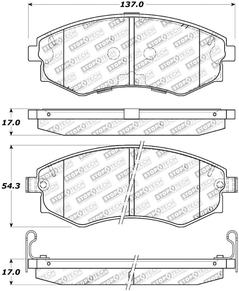 StopTech Street Touring 89-1/94 Nissan 240SX (w/ABS) Brake Pads - Front