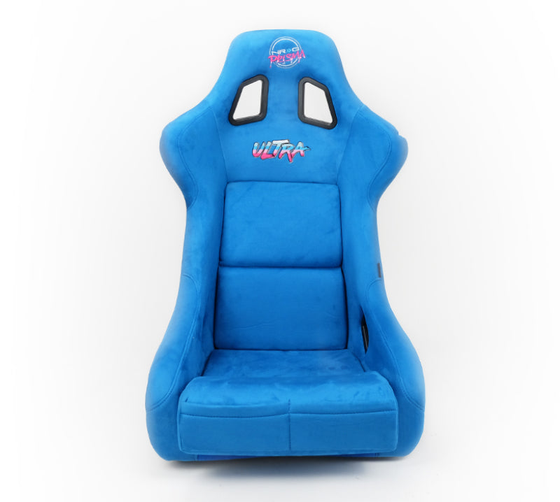 NRG FRP Bucket Seat ULTRA Edition Blue Alcantara / Gold Glitter Back - Large