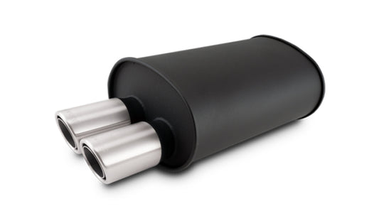 Vibrant Streetpower Muffler 9.5x6.75x15in 2.5in Inlet ID 3in Tip OD w/Dual Angle Tips