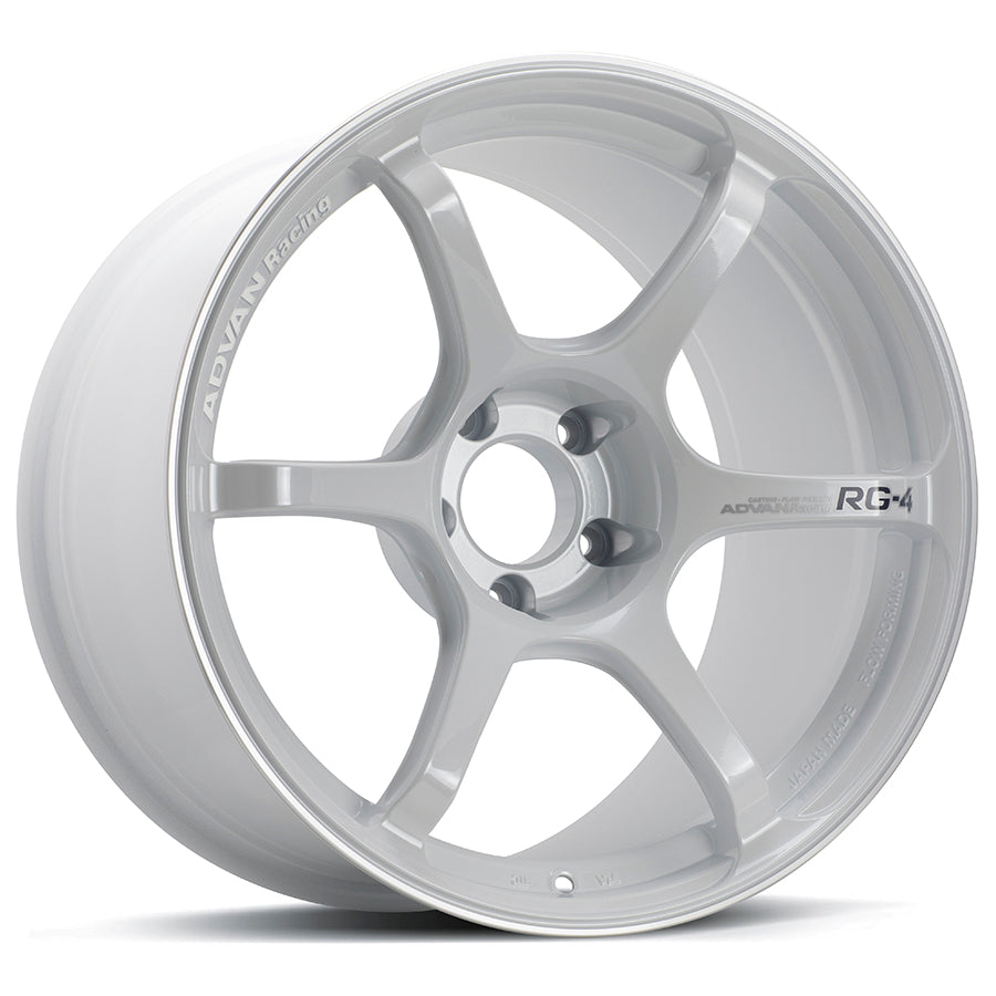 Advan RG-4 18x10 +35 5x114.3 Racing White Metallic & Ring Wheel