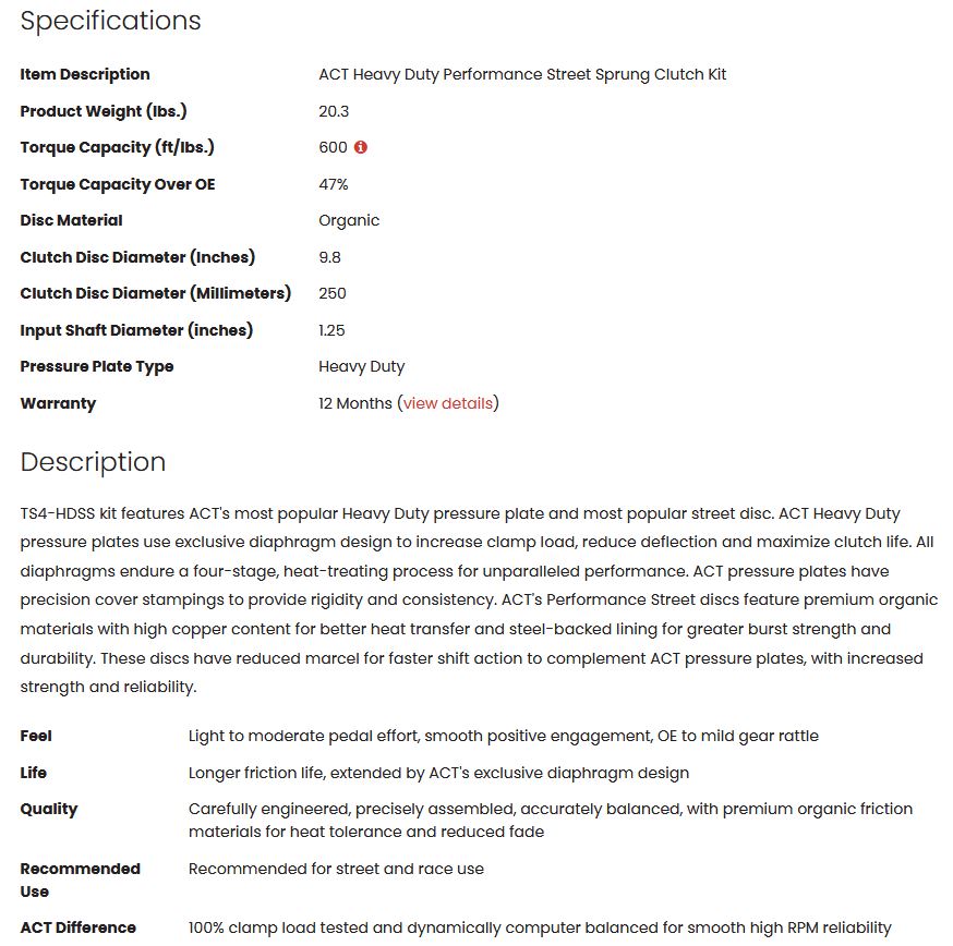 ACT Heavy Duty Performance Street Sprung Clutch Kit 2JZ GTE 600tq
