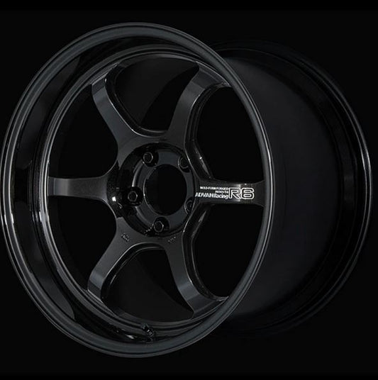 Advan R6 18x9.5 +29 5x114.3 Racing Titanium Black Wheel