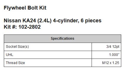 ARP Flywheel Bolt Kit Nissan KA24E KA24DE (6 pieces)
