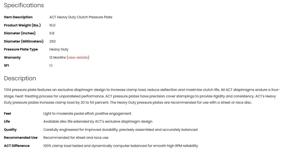 ACT Heavy Duty Clutch Pressure Plate 2JZ GTE