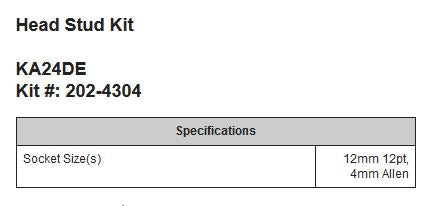 ARP Head Stud Kit Nissan KA24DE 12pt.
