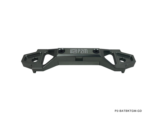 P2M Adjustable Billet Aluminum Battery Bracket Tie Down - Gun Metal
