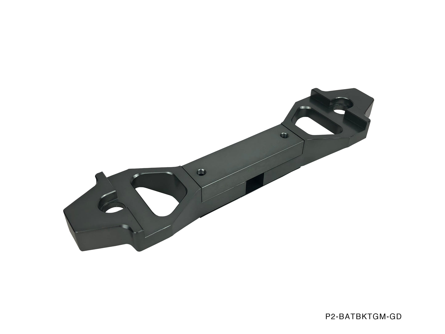 P2M Adjustable Billet Aluminum Battery Bracket Tie Down - Gun Metal