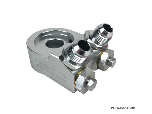 P2M Angled Oil Filter Block Sandwich Adapter - M20X1.50 & 3/4-16UNF