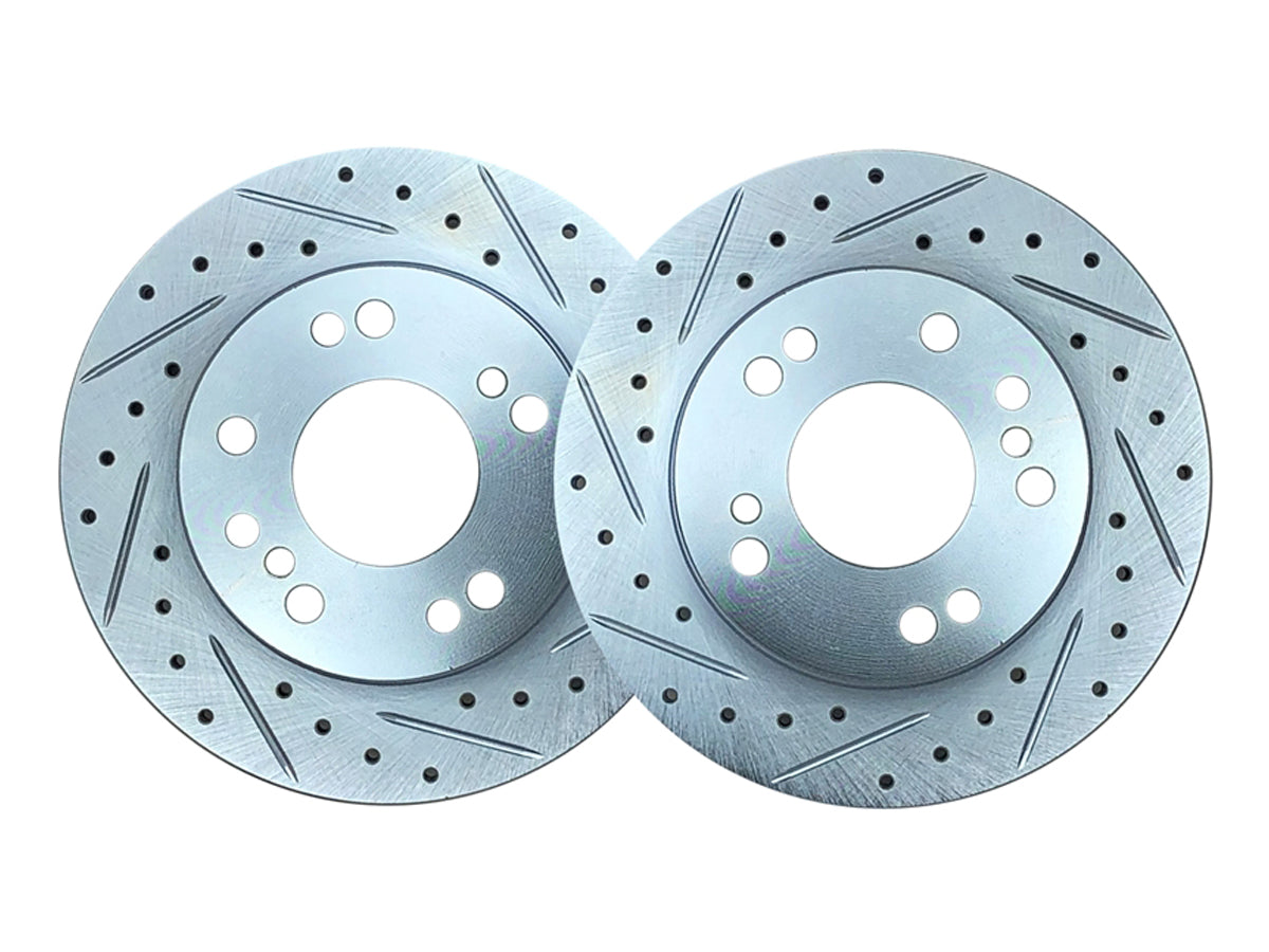 P2M 89-98 240SX S13 S14 - FRONT Slotted Drilled Brake 4 & 5x114.3 Lugs Rotors - PAIR
