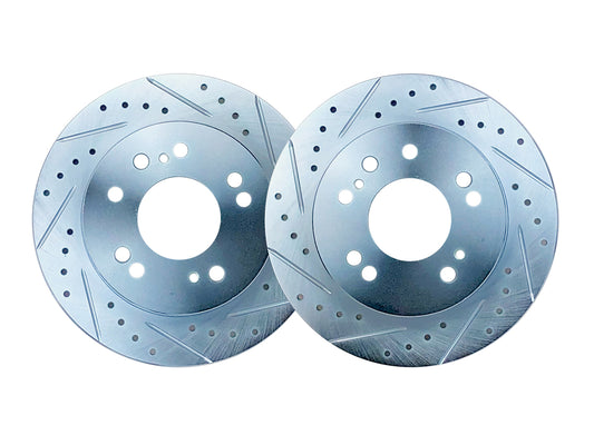 P2M 89-98 240SX S13 S14 - REAR Slotted Drilled Brake Rotors 4 & 5x114.3 - PAIR