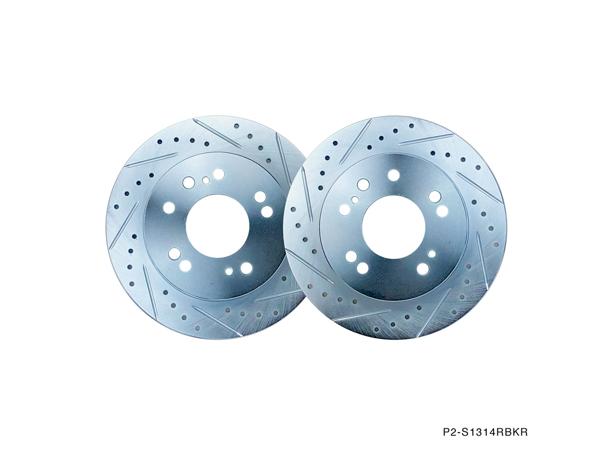 P2M 89-98 240SX S13 S14 - Rear Slotted Drilled Brake Rotors 4 & 5x114.3 - PAIR