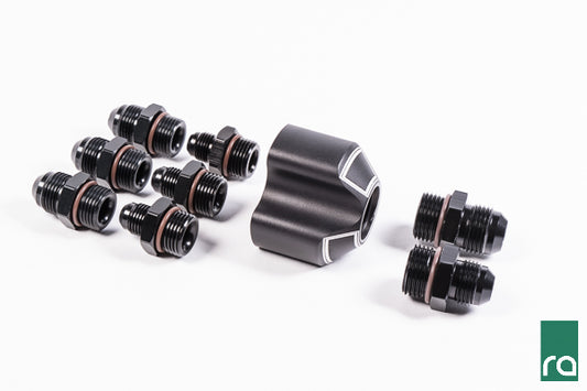 Radium Engineering 3 Into 1 Distribution Block w/ Fittings