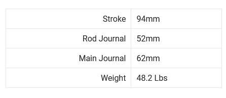 Brian Crower Crankshaft - LightWeight 2JZ GTE / 2JZ GE 94mm Stroke 4340 Billet (15 lbs. lighter