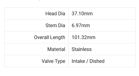 Brian Crower Nissan KA24DE 37.10mm Intake Valves (set/8)