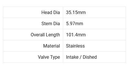 Brian Crower Nissan SR20DET / SR20DE FWD/RWD 35.15mm Intake Valves (set/8)