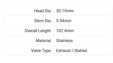 Brian Crower Nissan SR20DET / SR20DE RWD 30.15mm Exhaust Valves (set/8)