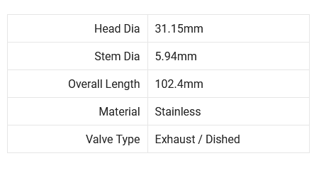 Brian Crower Nissan SR20DET / SR20DE RWD 31.15mm Exhaust Valves (set/8)