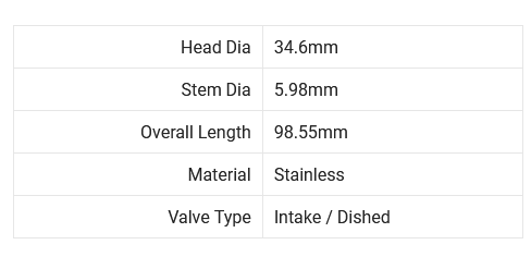 Brian Crower Toyota 2JZ GTE/GE 34.6mm Intake Valves (set/12)