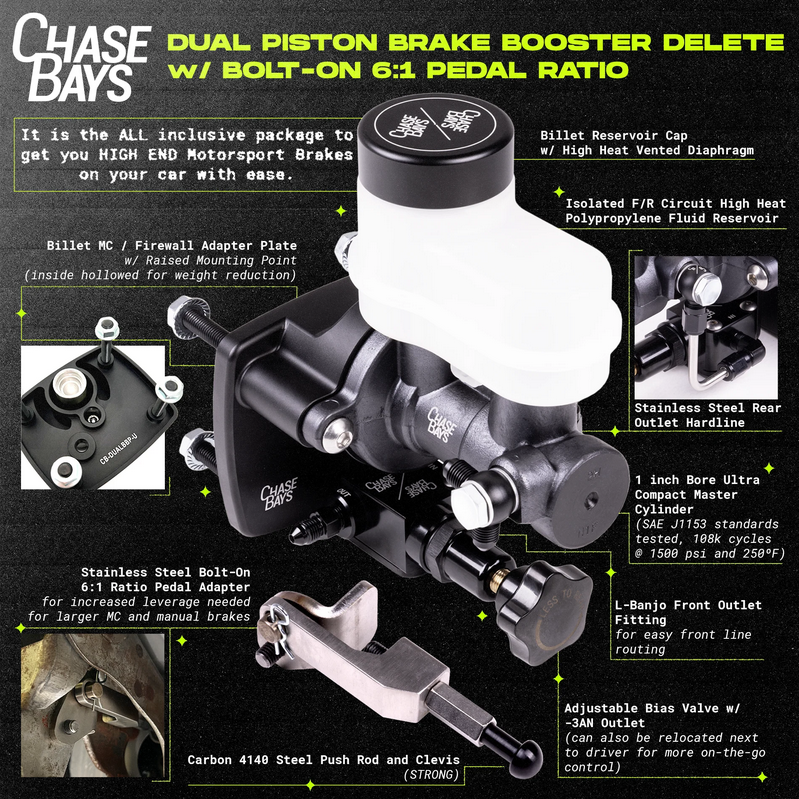 Chase Bays Nissan Dual Piston Brake Booster Delete with Bolt-On 6:1 Pedal Ratio