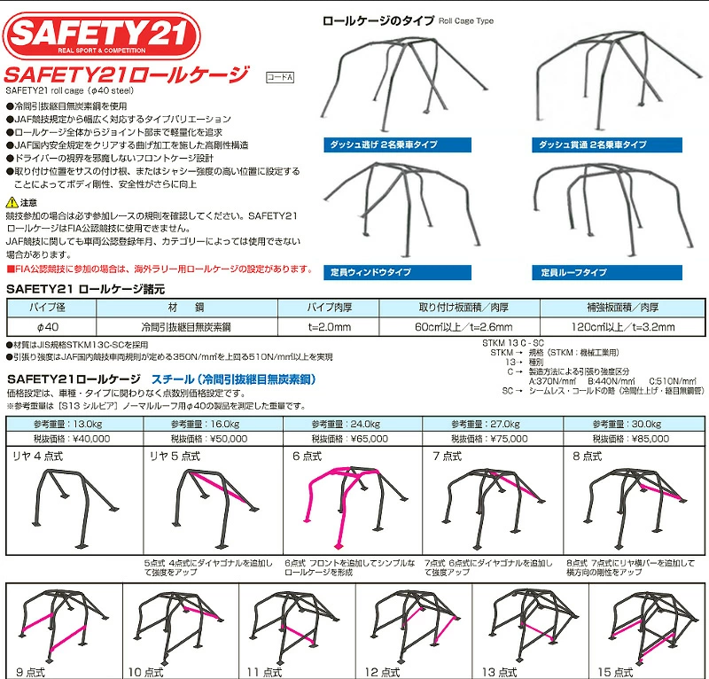 Cusco Safety21 Roll Cage 7pt Steel Black - 240sx S13 Coupe Non-Sunroof