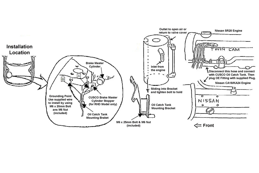 Cusco Oil Catch can 240sx S13 - 0.6L (20oz) Capacity